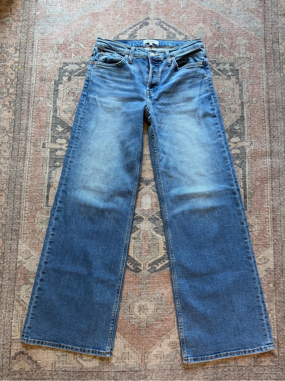 Re/Done Wide-Leg Jeans in Blue Wash